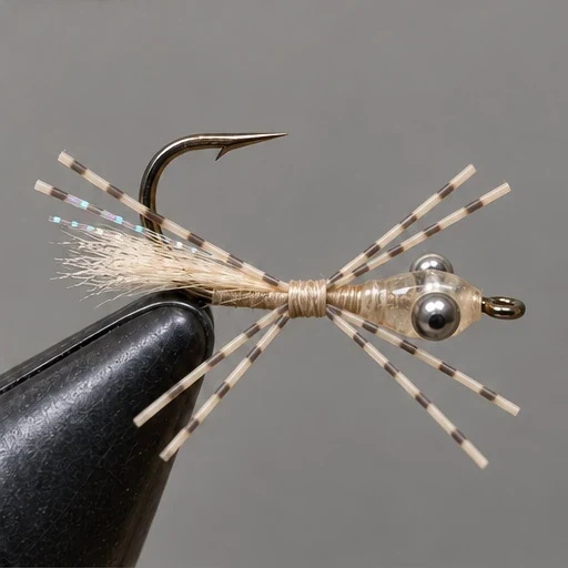 Eight flexible leg ends spread on either side of the hook.