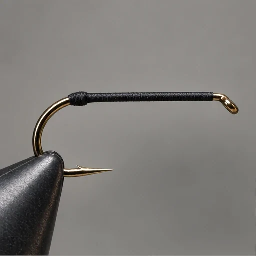 Prince Nymph, step 1: Thread base and small bump at rear of shank.