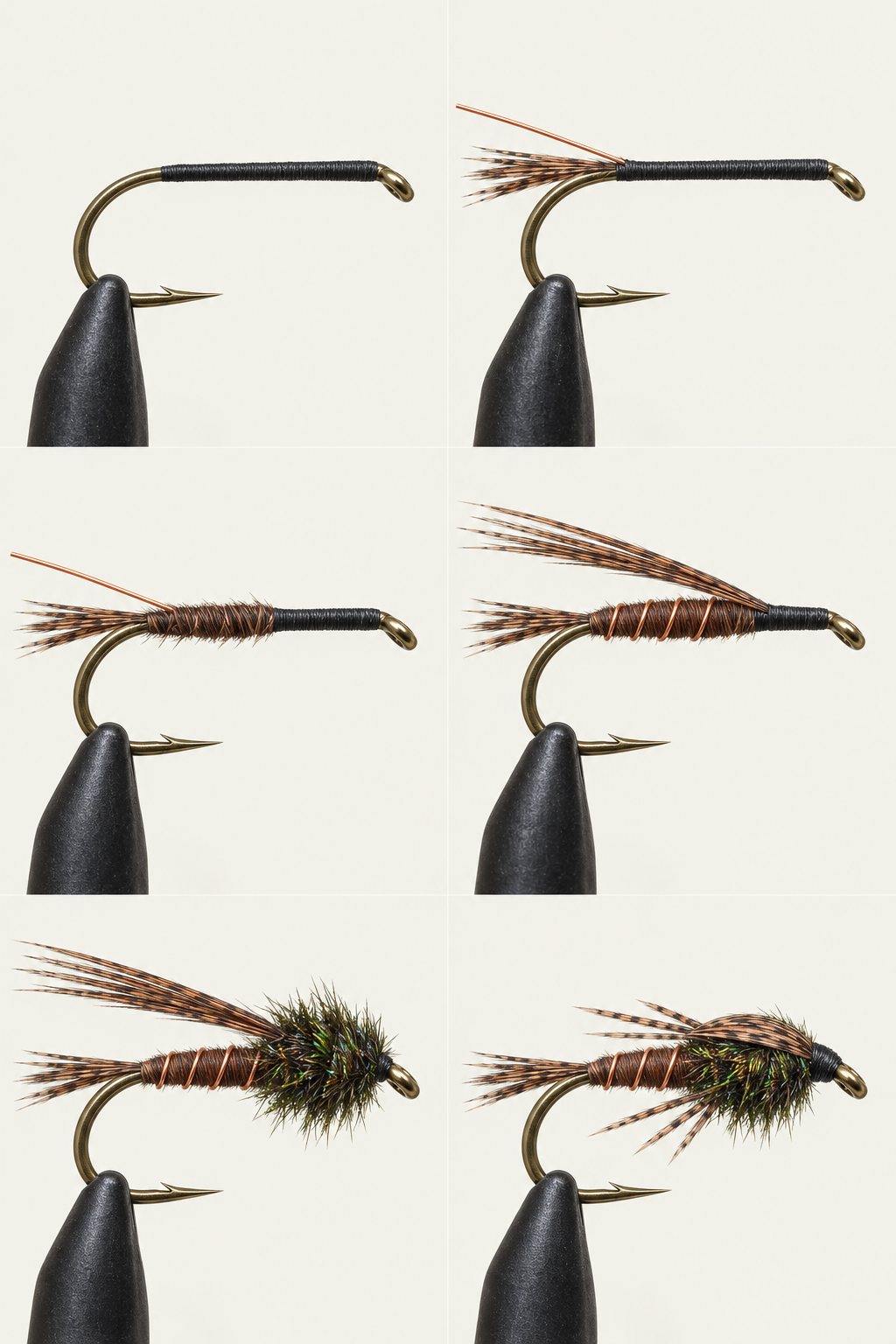 Pheasant Tail Nymph, step 1: Plain thread-covered hook; no bead.